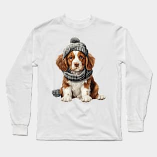 Winter Brittany Dog Long Sleeve T-Shirt